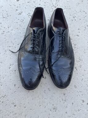 Allen Edmonds McAllister 13 D Black Leather Wingtip Brogue Oxford Shoes USA